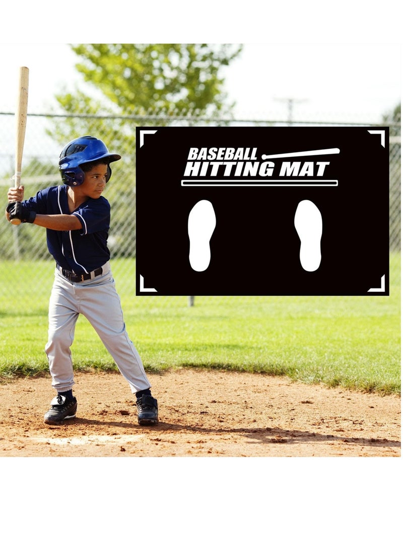 Baseball Hitting Mat,Baseball Batter Training Mat,Softball T-Ball Mat with Toes Facing Place Aid Hitting Batting Practice Equipment for Swing Pitching Training-35.43X23.62Inch