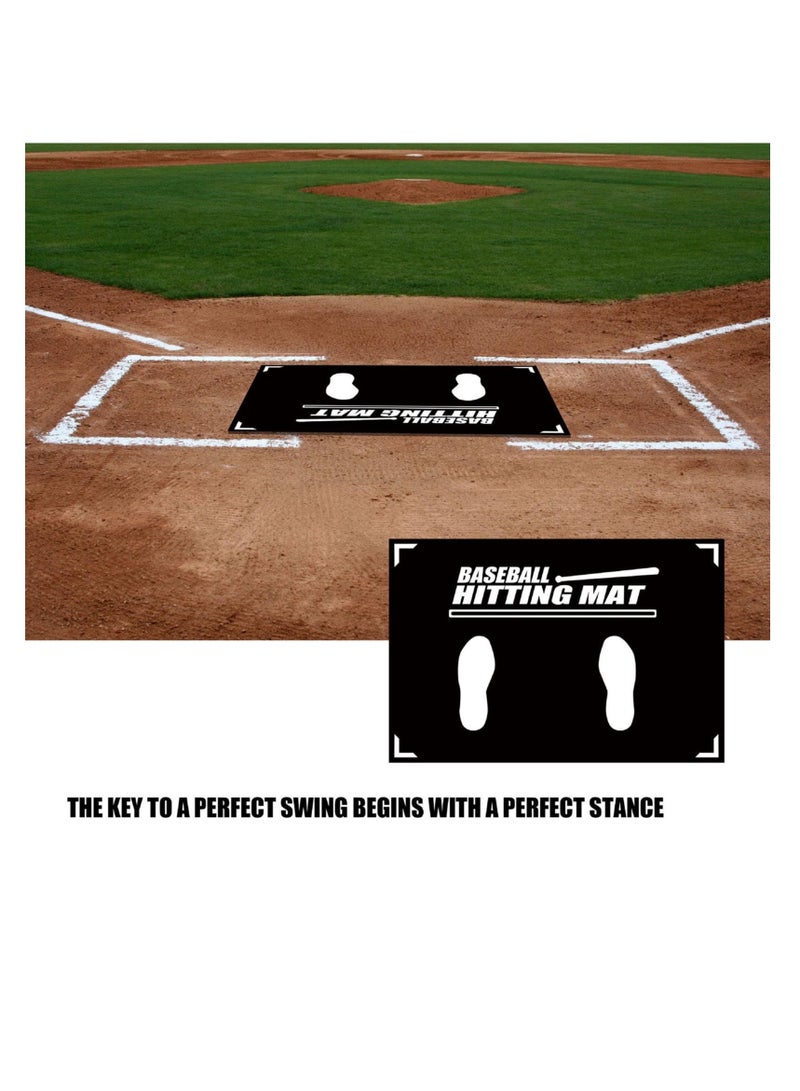 Baseball Hitting Mat,Baseball Batter Training Mat,Softball T-Ball Mat with Toes Facing Place Aid Hitting Batting Practice Equipment for Swing Pitching Training-35.43X23.62Inch