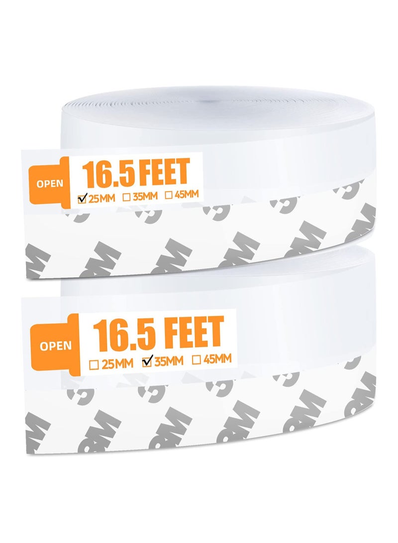 2 Rolls 33 Feet Door Weather Stripping Silicone Seal Strip Window Sealing Tape for Draft Stopper Adhesive Doors Windows and Shower Glass Gaps- Width 1'' 1.4''