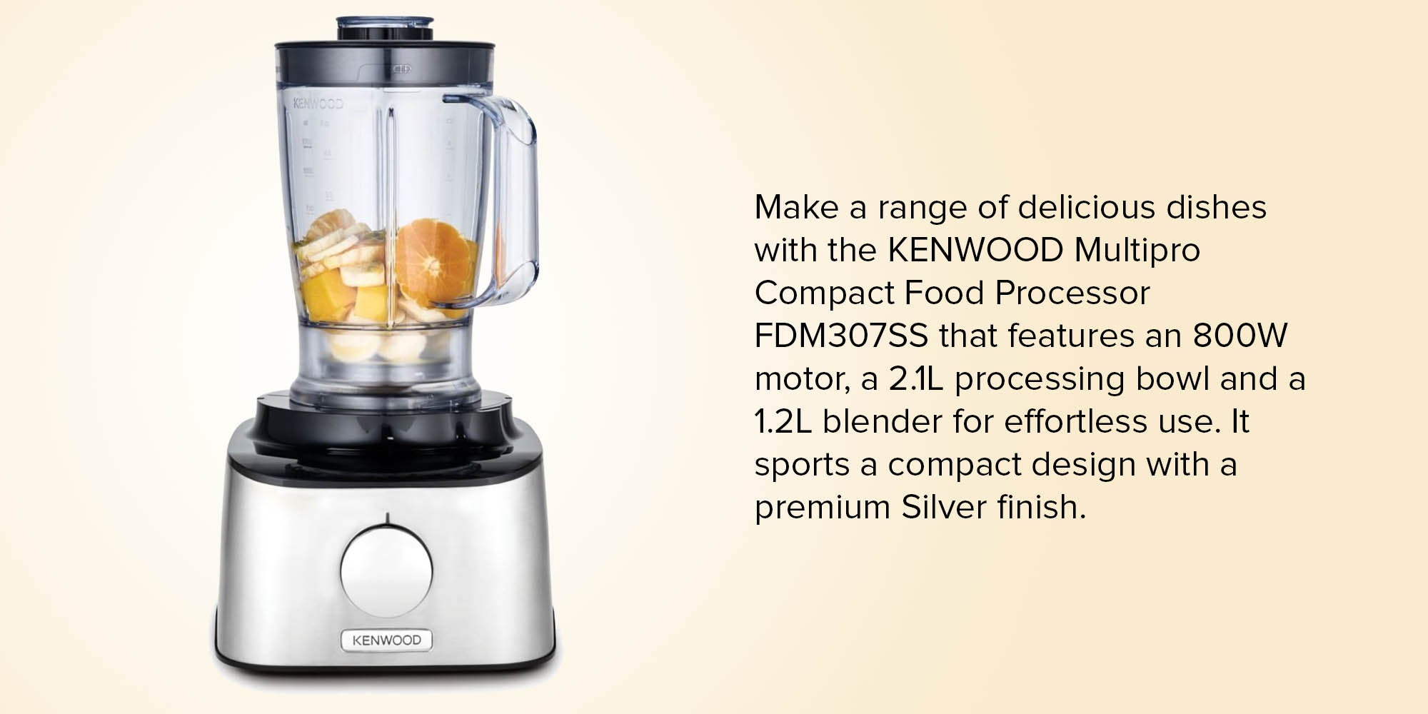 Food Processor  Multi-Functional With 3 Stainless Steel Disks, Glass Blender, Glass Mill, Juicer Extractror, Dual Metal Whisk, Dough Maker, Citrus Juicer 800 W FDM307SS Silver/Clear