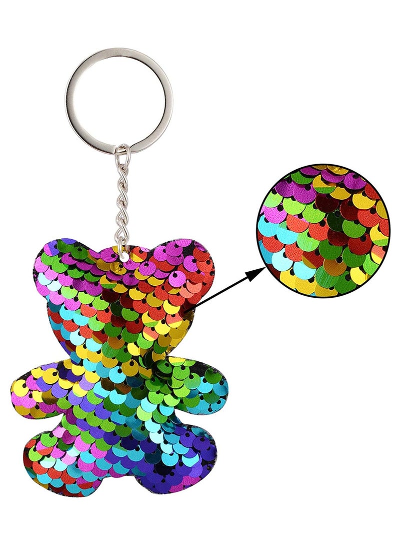 Sequin Keychain, Hanging Key Chain with Mermaid Tail Unicorn Pony Cat Star Flamingo Cub Cactus Shape keychains for Kids Girls Party favor 8 Styles, 40 Pieces