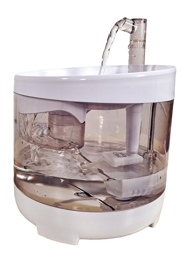 Cat Water Fountain Automatic, Ultra Quiet Design, Electric Fountain with Filter, USB Power Operated, Hard Plastic, Indoor & Outdoor, Transparent Acrylic Plastic Glass, White Color, Color, 2.0 L