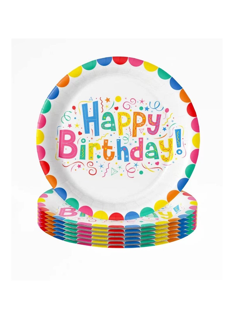 132 Pcs Birthday Party Tableware Set Party Paper Plates Cups Napkins Tablecloth Straws Birthday Party Supplies Decorations for 20 Guests