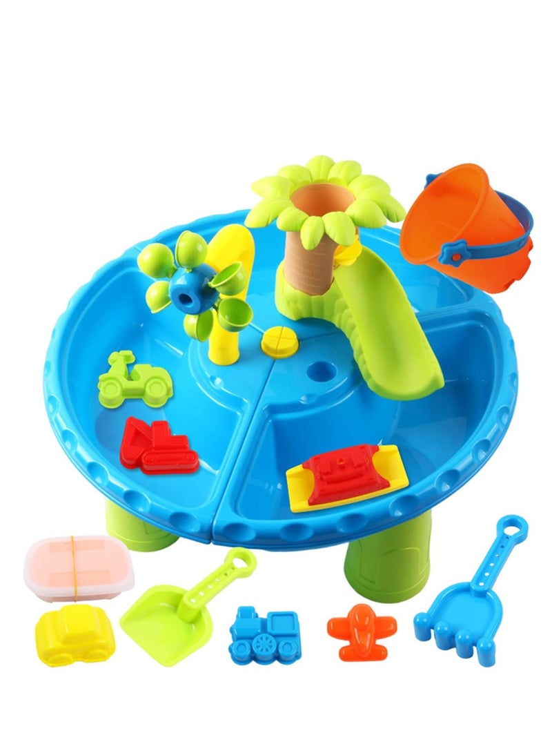 3 in 1 Kids Sand and Water Table, 22PCS Toddler Water Table with Detachable Table Corners, Summer Outdoor Pool Beach Toys for Boys Girls, Activity Center