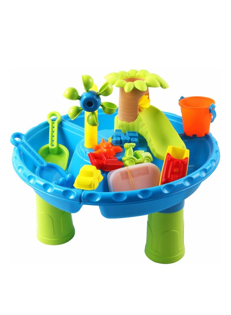 3 in 1 Kids Sand and Water Table, 22PCS Toddler Water Table with Detachable Table Corners, Summer Outdoor Pool Beach Toys for Boys Girls, Activity Center