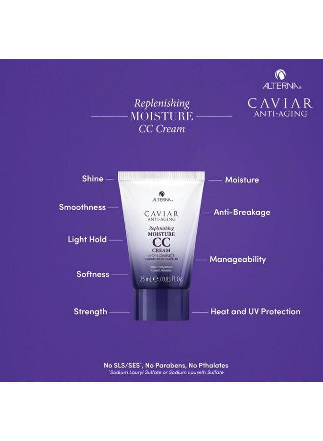 Caviar Antiaging Replenishing Moisture Trial Kit Shampoo Conditioner Leavein Cc Cream For Dry Brittle Hair Protects Restores & Hydrates Sulfate Free