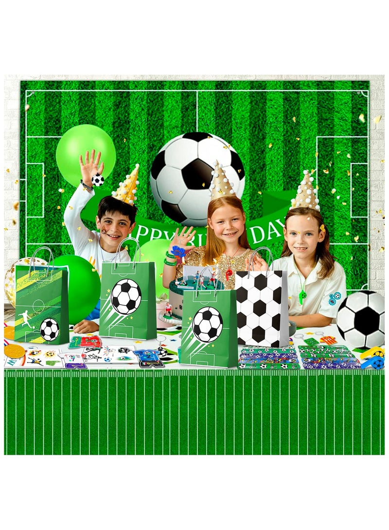 Soccer Favors,96pcs Soccer Party Favors for Kids Including Soccer Slap Bracelets Stickers Medals Keychains Bags Whistle Maza Toys etc Soccer Birthday Party Favors for Soccer Party Decorations Supplies