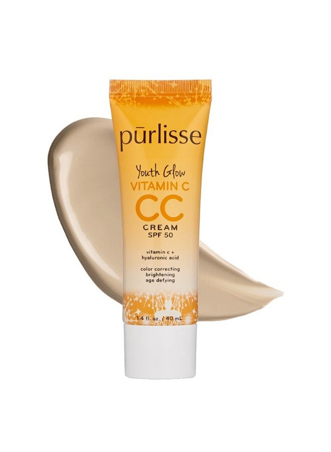 Youth Glow Vitamin C Cc Cream Spf 50: Crueltyfree & Clean, Paraben & Sulfatefree, Full Coverage, Hydrates With Hyaluronic Acid | Light 1.4Oz