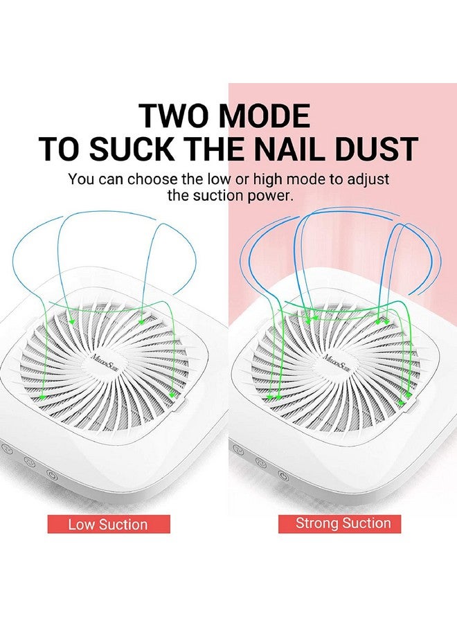 Nail Dust Collector With Reusable Filter Powerful Vacuum Fan Vent Dust Collector Extractor Electric Dust Suction Machine For Acrylic Gel Nail Polishing Low Noise Nail Salon