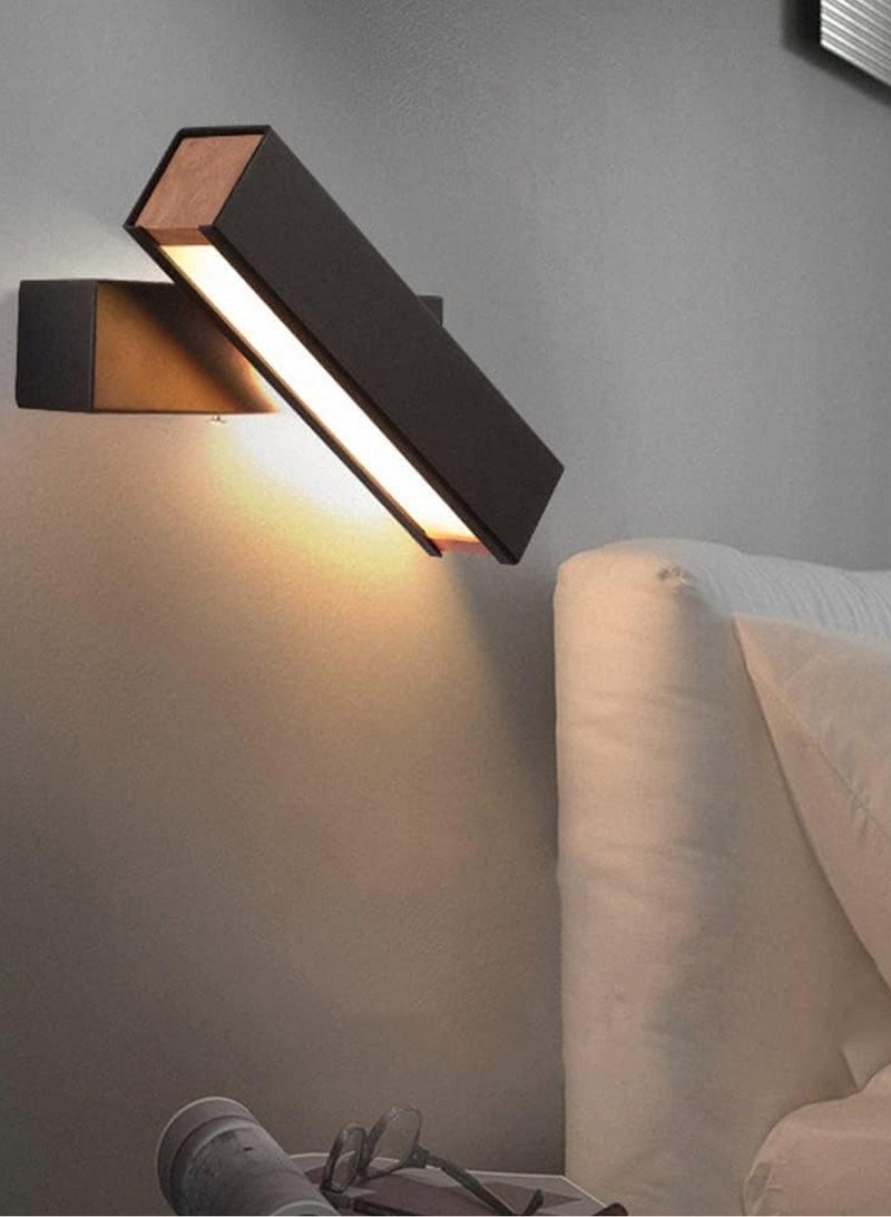 Warm light (3000K)-Wall Light LED Wall Sconce Modern Simple Bedside Light 270° Rotatable Wall Lantern Wood Wall Mounted Light Home Ceiling Wall Sconce Compatible with Living Room Home Bedside Decor Lamp