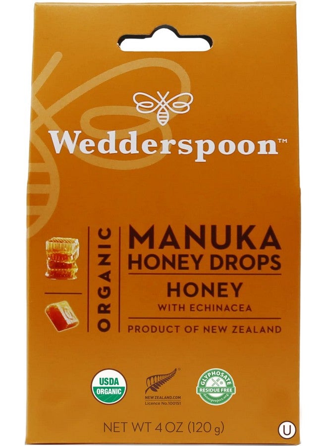 Organic Manuka Honey Drops, Honey & Echinacea, 20 Count (Pack Of 1) | Genuine New Zealand Honey | Perfect Remedy For Dry Throats