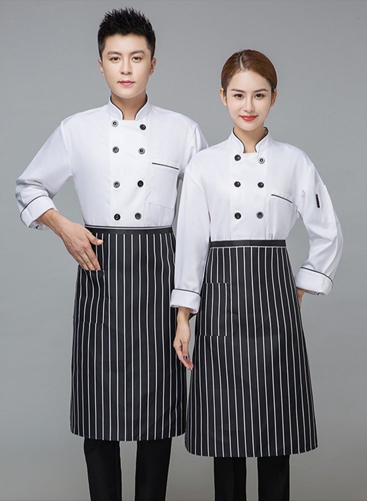 Chef Uniform Apron Suit Long Sleeves Suitable For Hotel Western Restaurant White