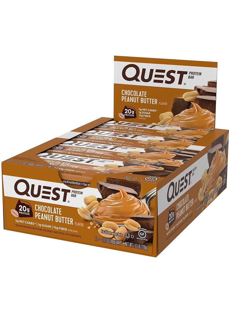Quest Nutrition Chocolate Peanut Butter Bars 12 Count