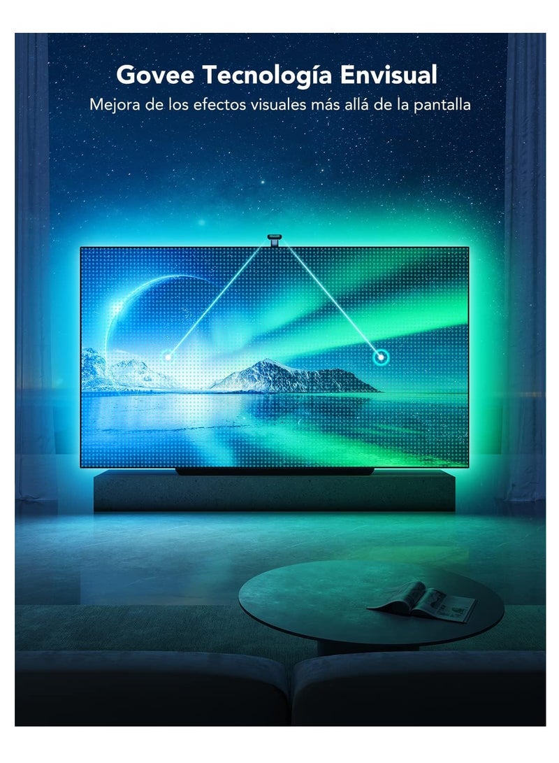 Envisual TV Backlight T2 with Dual Cameras, 11.8ft RGBIC Wi-Fi TV LED Backlight for 55-65 Inch, Dual TV Light Beads for Ultra-Thin TVs, Smart App Control, Music Sync