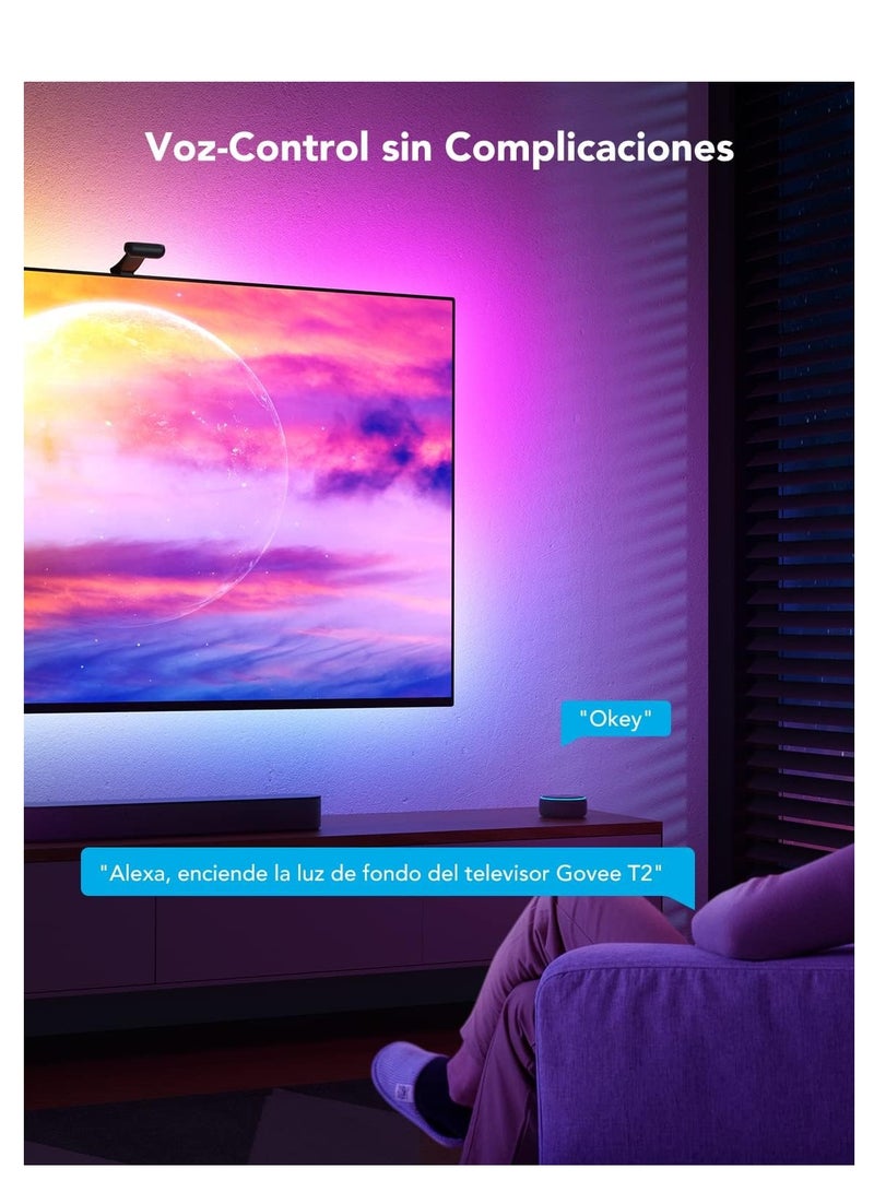 Envisual TV Backlight T2 with Dual Cameras, 11.8ft RGBIC Wi-Fi TV LED Backlight for 55-65 Inch, Dual TV Light Beads for Ultra-Thin TVs, Smart App Control, Music Sync