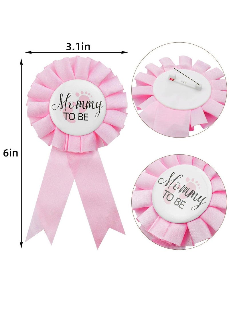 Gender Reveal Badge Pins for Baby Shower, Cute Rosette Ribbon Decorations, Perfect Gifts for New Parents, 10 Pcs Set in Pink and Blue