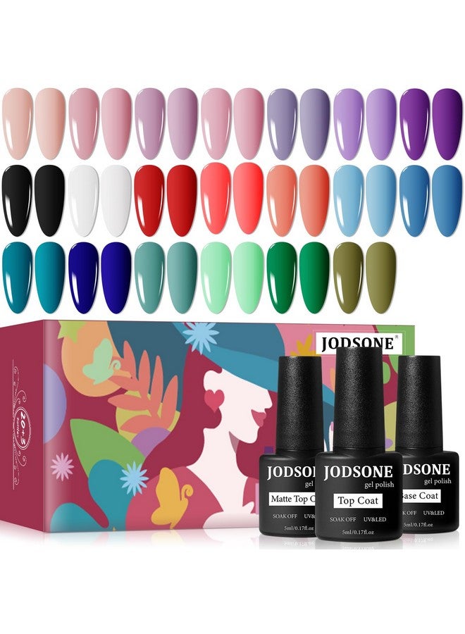 Gel Nail Set 20 Colors High Shine Gorgeous Gel Polish Base Top Matte Coat Nice Gifts Show Charm