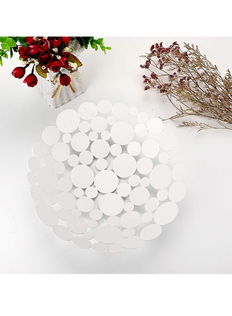 Metal Fruit Bowl Large Round Storage Baskets Creative Table Fruit Stand Decorative Round Storage Tray for Bread Fruit Snacks Candy Households Items White