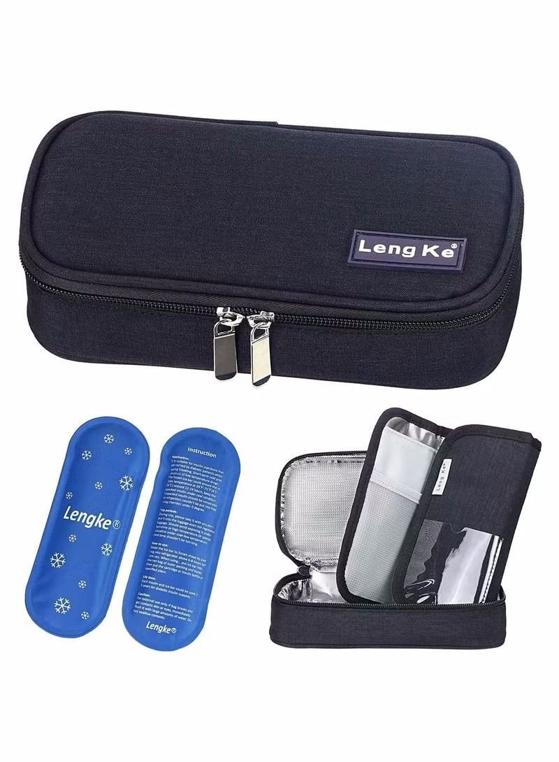 Insulin Cooler Travel Carrying Case, Insulated Cooling Bag With 2 Ice Packs