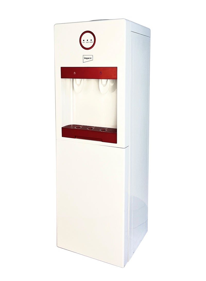 Hot & Cold Water Dispenser - Stainless Steel Tanks, Compression Cooling, Storage & Cup Cabinet, Indication Light, 3L Cooling Tank, 1L Boil Tank, Heating Power - Ideal for Home or Office Use WD 3902 B White