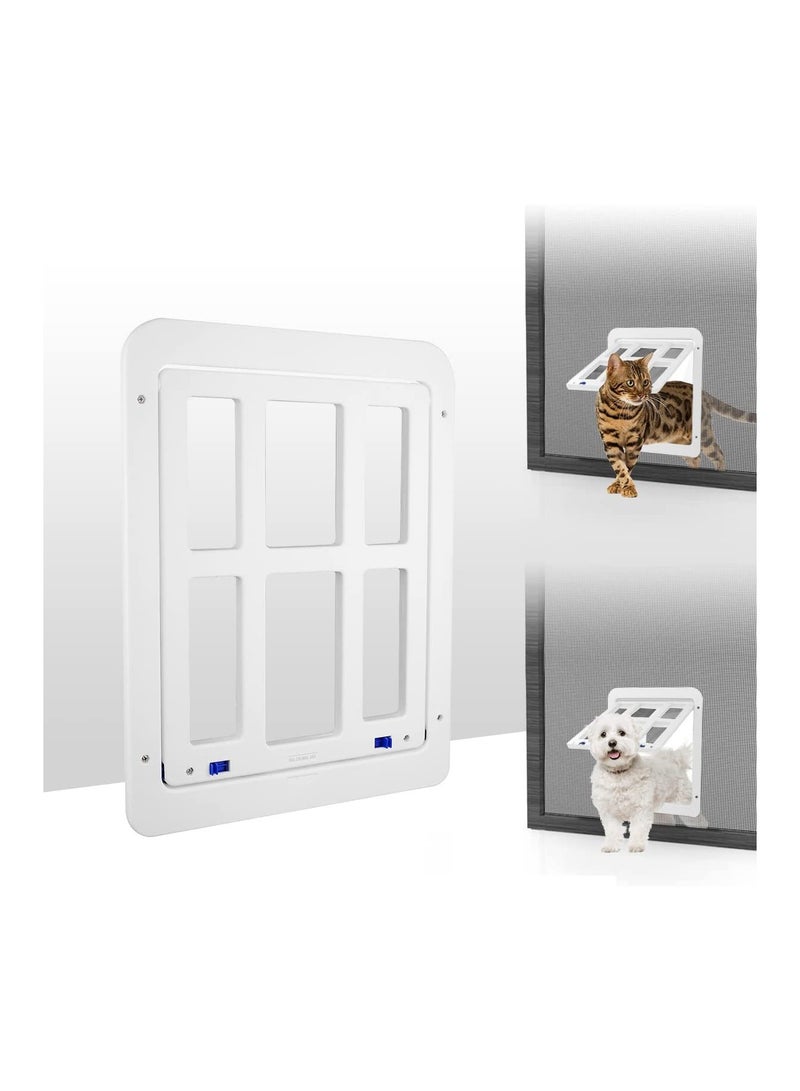 Pet Screen Door Dog Door for Screen Door with Magnetic Flap Lockable Small Screen Dog Door for Existing Sliding Door Window and Porch