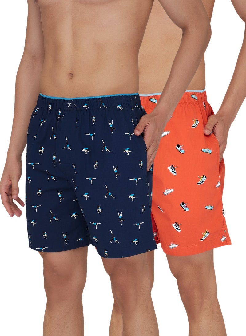 IntelliEaze Super Combed Cotton Boxer Shorts for mens Pack of 2