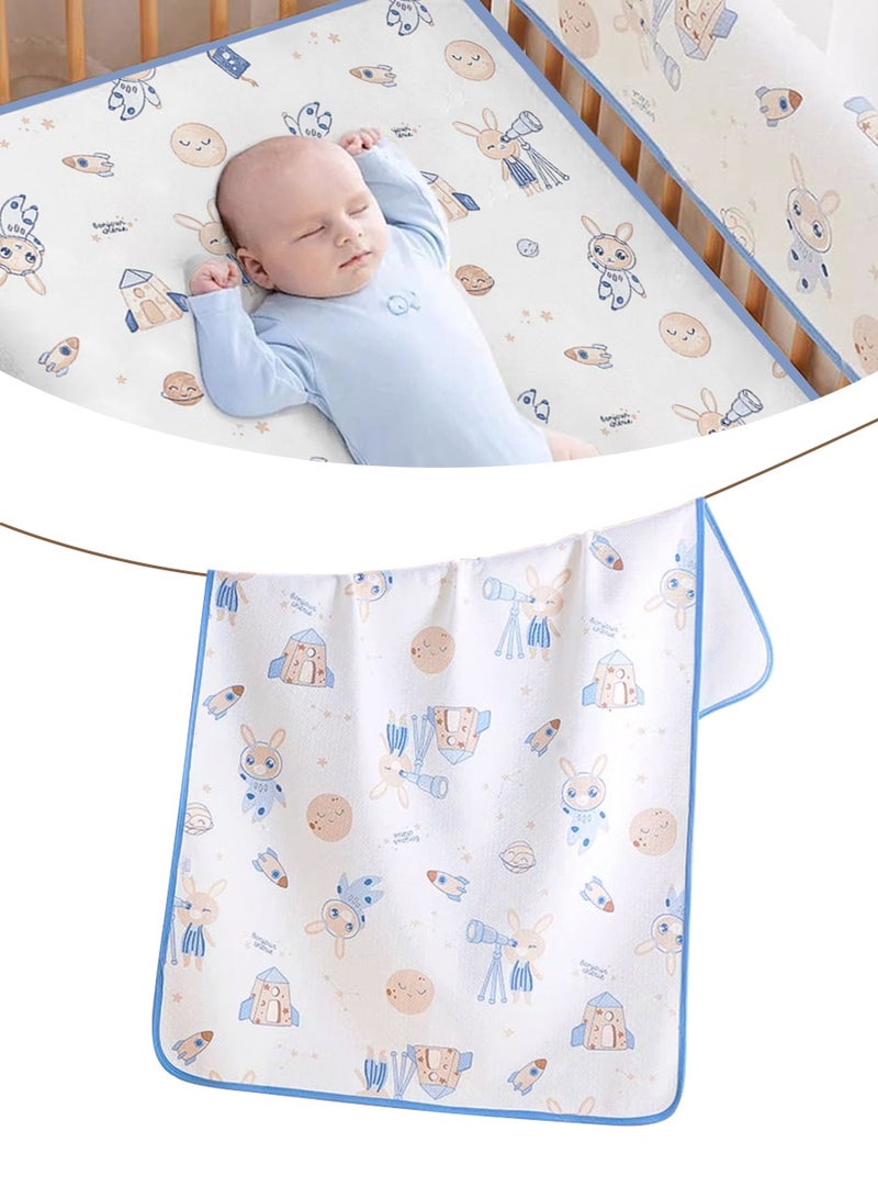 Baby Cotton Sleeping Pad, Waterproof Baby Pad, Diaper Pad, 100% Cotton Surface, Waterproof, Leak-proof and Breathable, Washable Mattress Protector for Toddlers and Adults, Colorful Stripes (56x100cm)