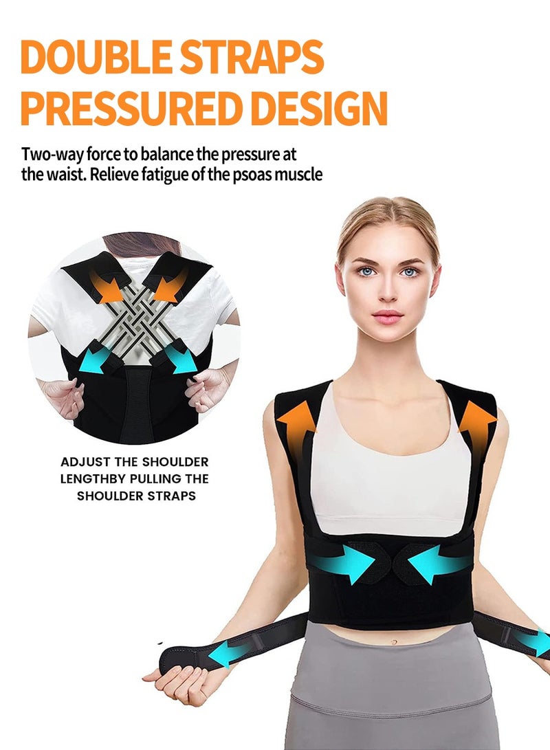 Back brace and posture corrector, supports scoliosis and hunchback correction, for improved posture correction in women and men, adjustable and comfortable, X-Large (50-70KG)