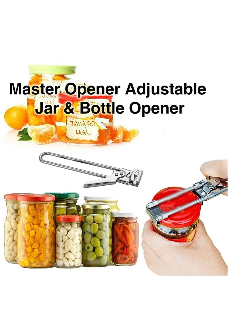 Master Opener Bottle Opener Adjustable Jar Cordless Opener with Good Grip To Easy and Twist Multifunctional Manual Stainless Steel Can Opener Jar Lid Gripper Good Grip Manual Jar