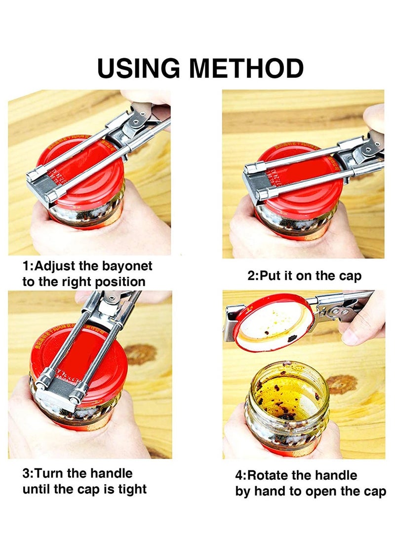 Master Opener Bottle Opener Adjustable Jar Cordless Opener with Good Grip To Easy and Twist Multifunctional Manual Stainless Steel Can Opener Jar Lid Gripper Good Grip Manual Jar