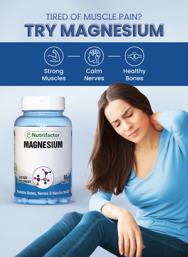 Magnesium 500 mg - Supports Bone, Muscle, Nerve, and Cardiovascular Health - 60 Tablets