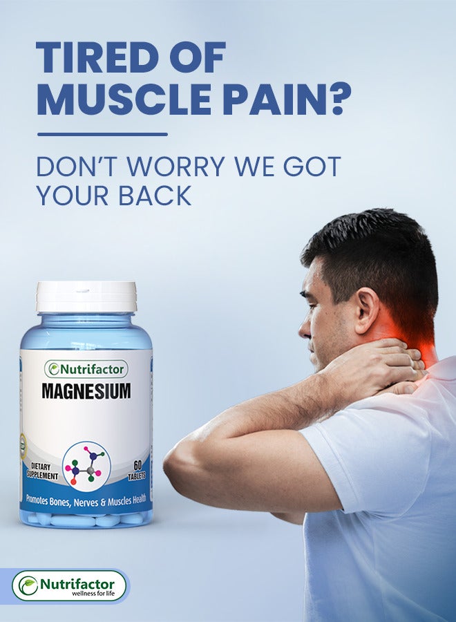 Magnesium 500 mg - Supports Bone, Muscle, Nerve, and Cardiovascular Health - 60 Tablets