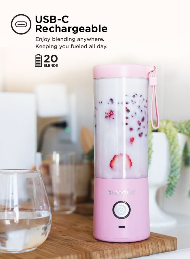 V2 Portable Blender Smoothie Maker, Personal Blender, Fruit Blender, Leak Proof Juicer, BPA-Free 475ml 200W Sports Bottle, USB-C Rechargeable, Ice Crusher With Stainless Steel Blades 475 ml 200 W BJ-V2X-Blush Blush Pink