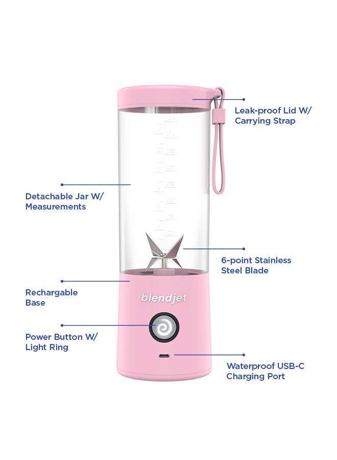 V2 Portable Blender Smoothie Maker, Personal Blender, Fruit Blender, Leak Proof Juicer, BPA-Free 475ml 200W Sports Bottle, USB-C Rechargeable, Ice Crusher With Stainless Steel Blades 475 ml 200 W BJ-V2X-Blush Blush Pink