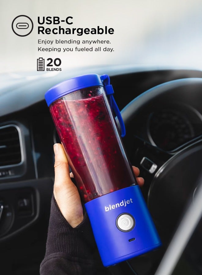 V2 Portable Blender Smoothie Maker, Personal Blender, Fruit Blender, Leak Proof Juicer, BPA-Free 475ml 200W Sports Bottle, USB-C Rechargeable, Ice Crusher with Stainless Steel Blades - Royal