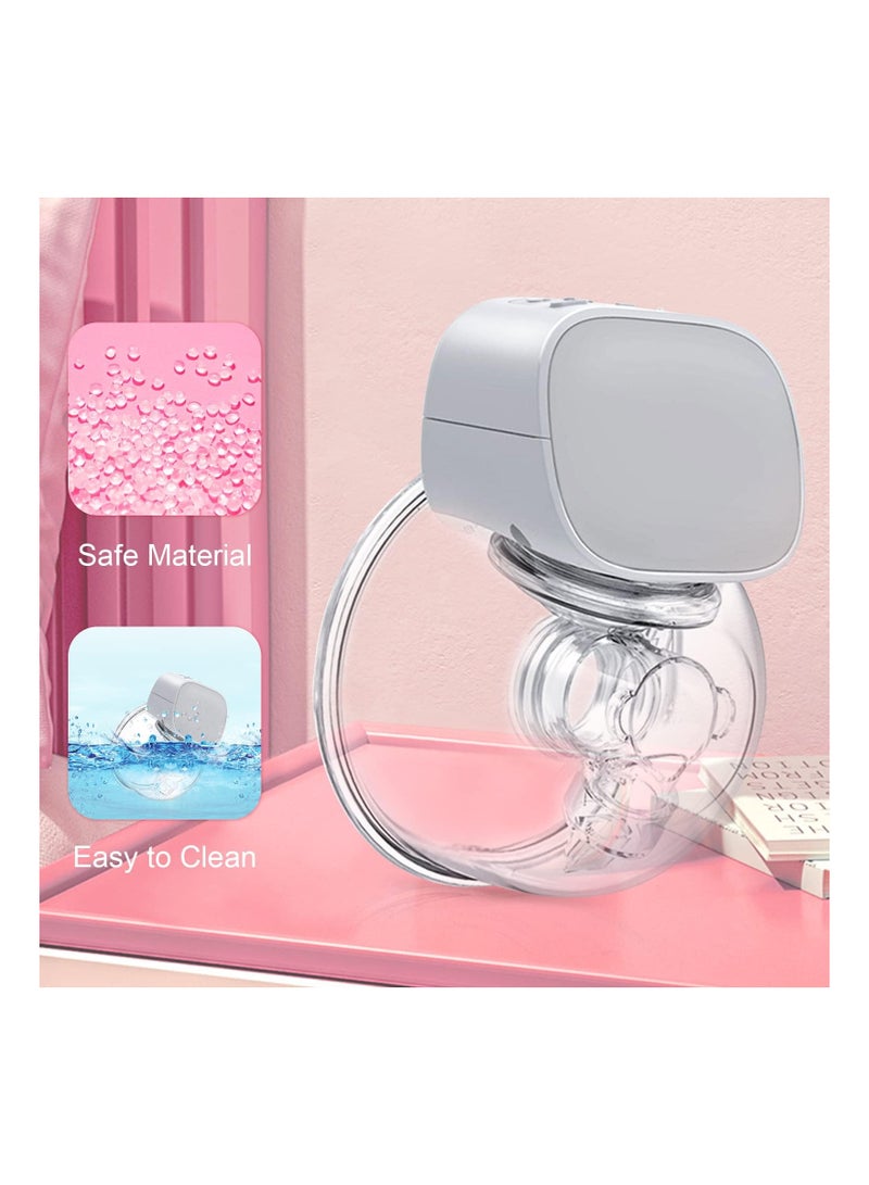 Wearable Electric Breast Pump, Hands-Free Rechargeable Breast Pump with 2 Modes 5 Levels Strong Pumping Electric Breast Pumps Memory Function Electric Breast Pump Low Noise & No Pain