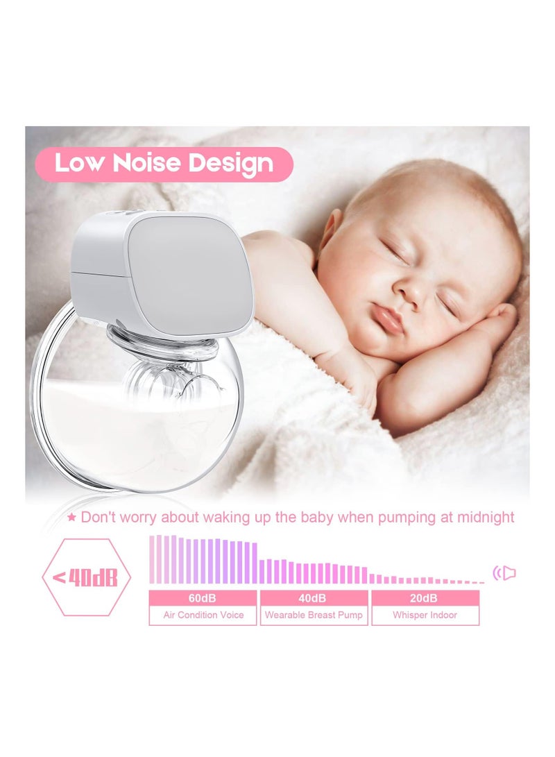 Wearable Electric Breast Pump, Hands-Free Rechargeable Breast Pump with 2 Modes 5 Levels Strong Pumping Electric Breast Pumps Memory Function Electric Breast Pump Low Noise & No Pain