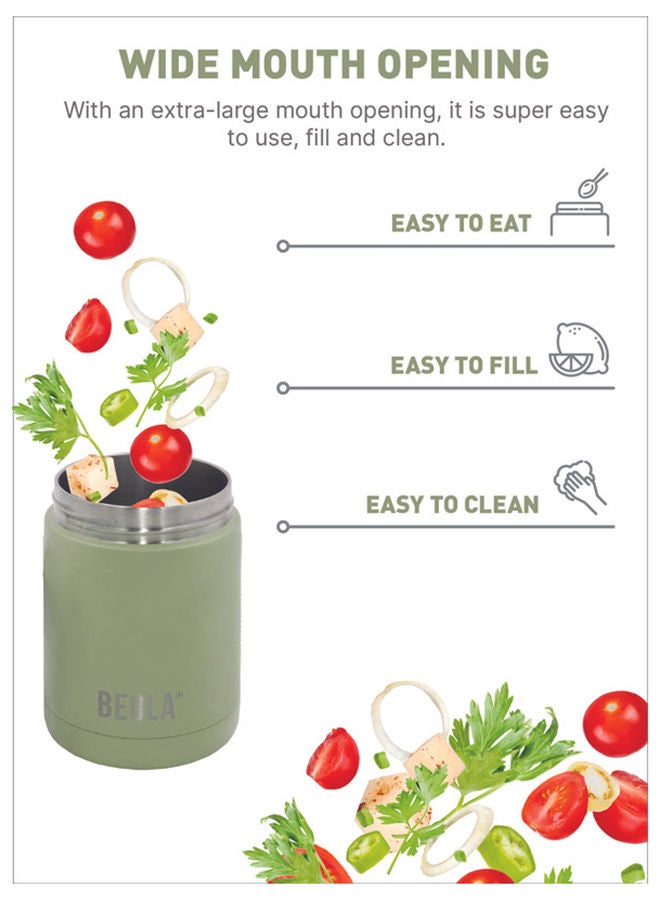 450ml Food Jar Lunch Box Thermos Stainless Steel Double Wall Insulated Travel Food Flask for Kids and Adults, 15oz (Forest Green)