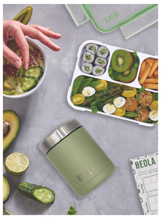450ml Food Jar Lunch Box Thermos Stainless Steel Double Wall Insulated Travel Food Flask for Kids and Adults, 15oz (Forest Green)