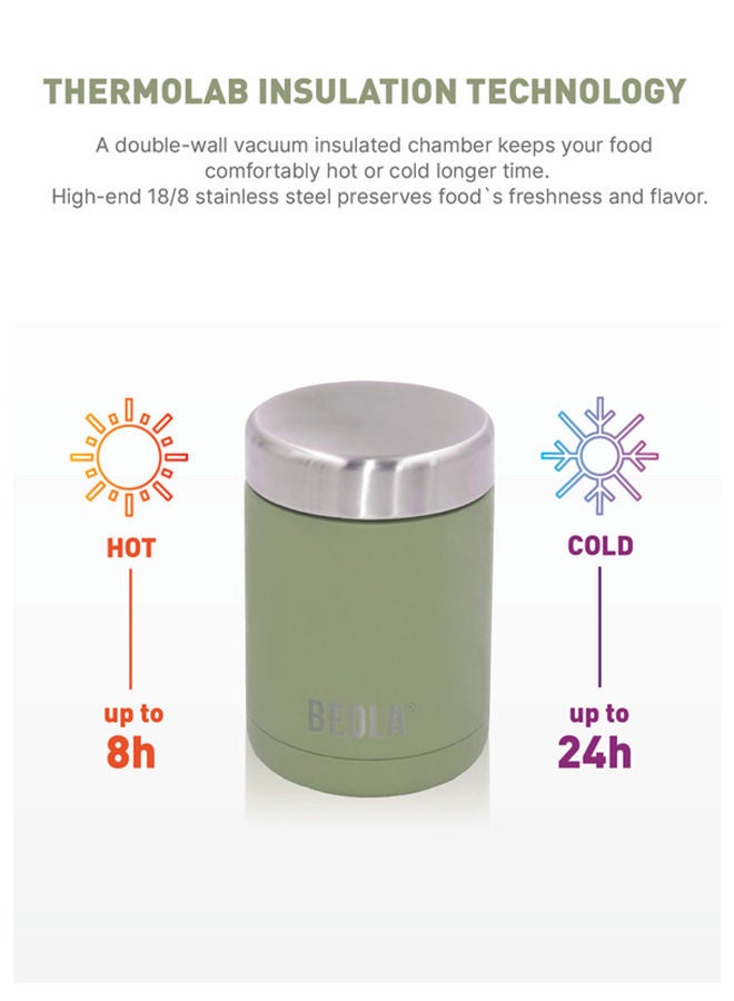 450ml Food Jar Lunch Box Thermos Stainless Steel Double Wall Insulated Travel Food Flask for Kids and Adults, 15oz (Forest Green)