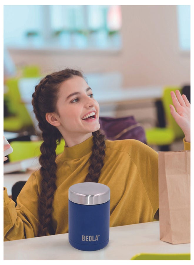 450ml Food Jar Lunch Box Thermos Stainless Steel Double Wall Insulated Travel Food Flask for Kids and Adults, 15oz (Marine Blue)