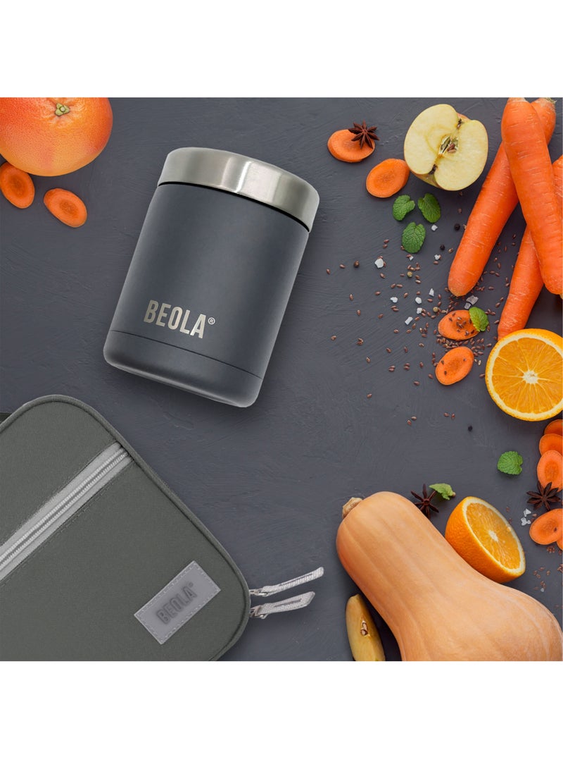 450ml Food Jar Lunch Box Thermos Stainless Steel Double Wall Insulated Travel Food Flask for Kids and Adults, 15oz (Lava Gray)