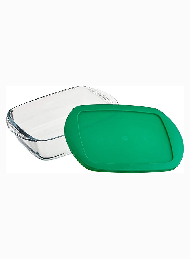 Pyrex Cook&Store Set of 3 Rectangle with Green Lid 0.4+1.1L+2.5L Transparent 28 x 20 x 9 cm 2.5L / 23 x 15 x 6 cm 1.1L / 17 x 5 cm 0.4Lcm