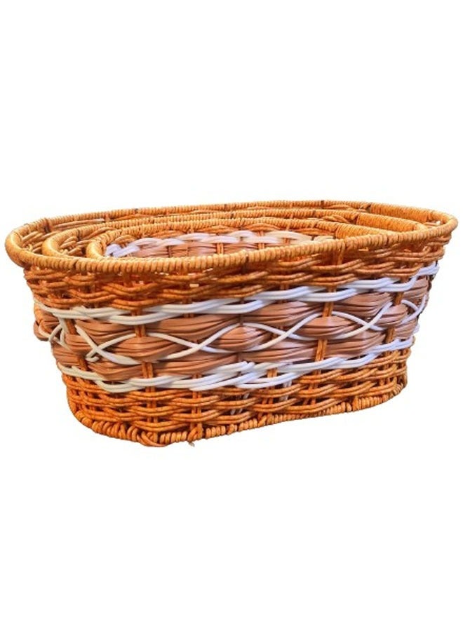 Set of 3 Handmade Rattan Fruit Basket Food Storage Bowls Kitchen Organizer