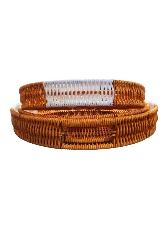 Set of 3 Multifunctional Rattan Tray