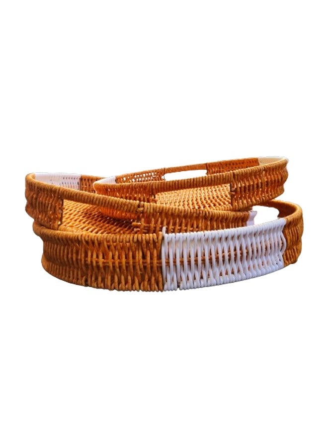 Set of 3 Multifunctional Rattan Tray