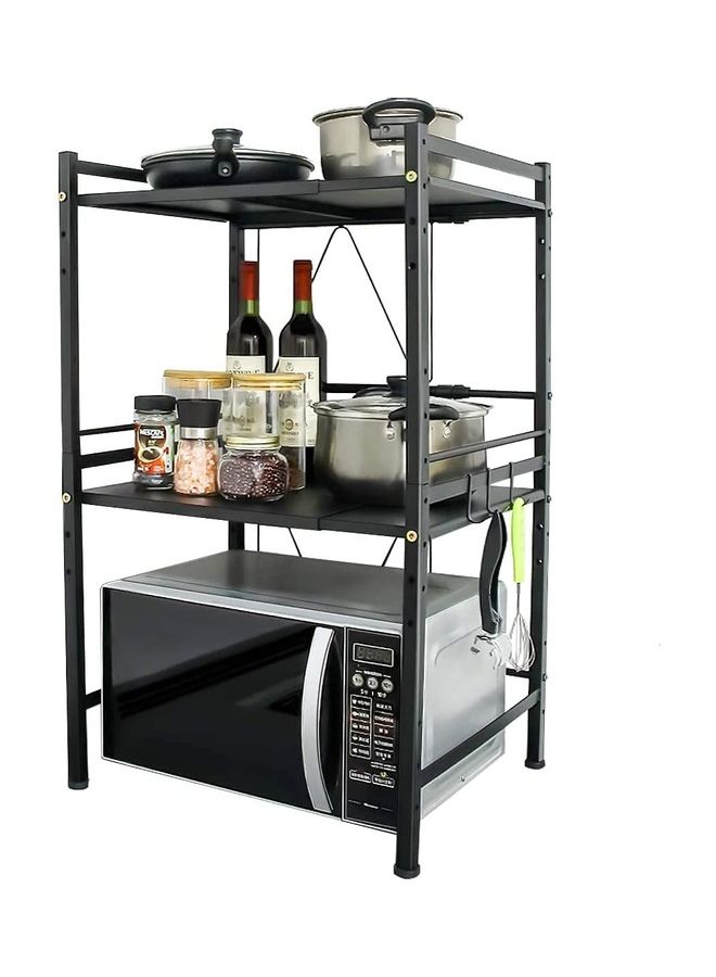 2 Tier Expandable Microwave Oven Rack Black 36x78cm