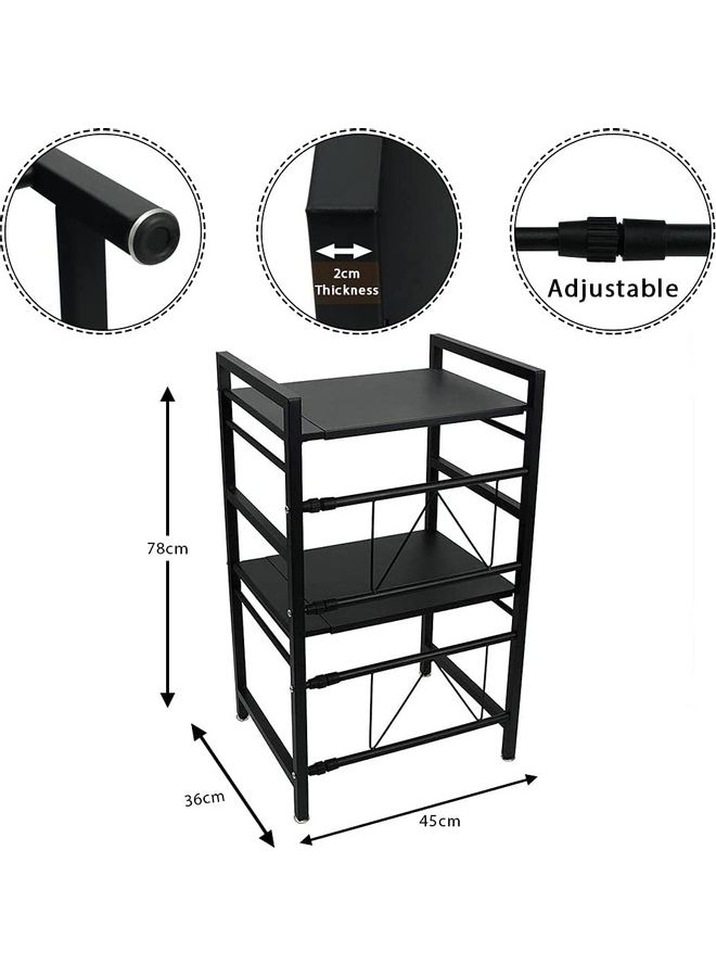 2 Tier Expandable Microwave Oven Rack Black 36x78cm