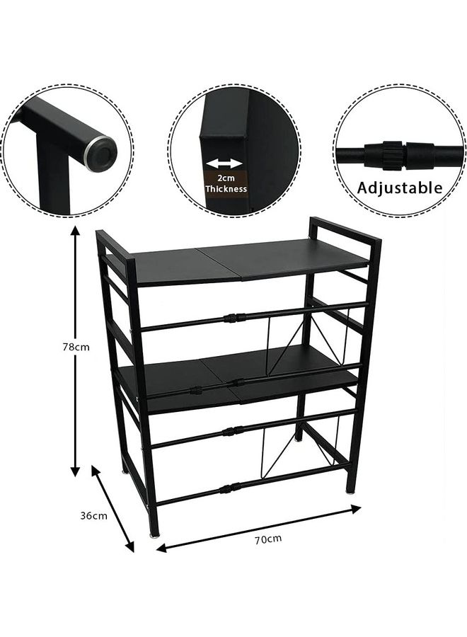 2 Tier Expandable Microwave Oven Rack Black 36x78cm