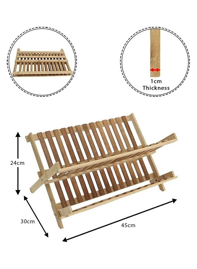 2 Tier Bamboo Dish Drying Rack Brown 30x1x45cm